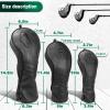 Premium Golf Club Covers, 3 Pack Golf Club Head Covers for Driver, Fairway Woods and Hybrid, Golf Head Covers Fit Most Golf Clubs PU Leather Classic Black view 4
