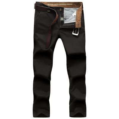 Men Relaxed Fit Casual Cotton Pant Chino Flat Front Classic Straight Pants Lightweight Business Comfort Trousers (Black,30)