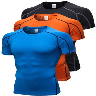 3 Pack Men's Compression Shirts Short Sleeve Workout T-Shirt Cool Dry Undershirts Baselayer Sport Cool Shirt Running Tops