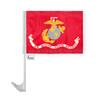 AGAS Marine Corps Retired Car Flag  Military Veteran Flag  12 x 16 Inch  Economy Car Window Flag  Single-Sided Printed Polyester  Double Stitched Edges  Mounted on 17 Inch White Plastic Flexible Pole with Clip-On Mount view 1