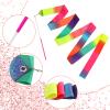 Abeillo 2pcs Rhythmic Dance Ribbons, 78.7 Inch Gymnastics Ribbon Dancer Wand Dancing Ribbon Streamers for Kids, Fits Artistic Dancing Gymnastics, Circus Carnival Shows, Baton Stick Twirling (Rainbow) view 3