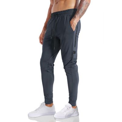 BROKIG Men's Lightweight Athletic Gym Jogger Pants, Stretch Quick Dry Workout Running Sweat Pants with Zipper Pockets(Medium,Dark Gray)