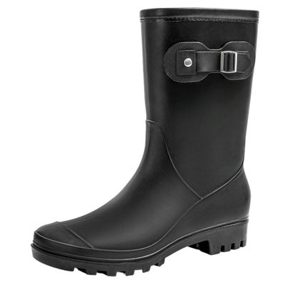 Fubotao Women's Mid Calf Rain Boots Waterproof Fashion Garden Shoes Anti-slipping Rainboots For Women Comfortable Insole Light Rain Shoes