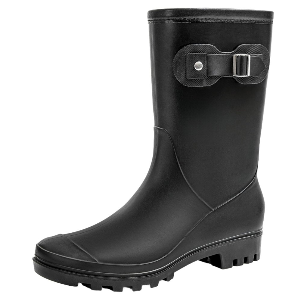 Fubotao Women's Mid Calf Rain Boots Waterproof Fashion Garden Shoes Anti-slipping Rainboots For Women Comfortable Insole Light Rain Shoes