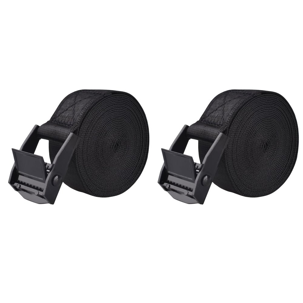 TRIWONDER Cinch Tie Down Strap Lashing Straps Heavy Duty Nylon Straps with Cam Buckles for Cargo, Trucks, Boat, Motorcycle,SUP, Kayak, Canoe, Trailer (3m, Black - 2 Pack)