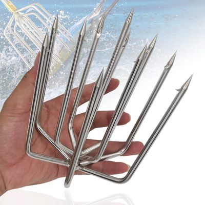 Dutiplus Large Fishing Harpoon 1~11 Prong Barded Stainless Steel Hunting Fish Gig Gaff Fork Hook with 8mm Screw for Catching Big Fish Mole Big Bullfrog (Sliver 11PY)