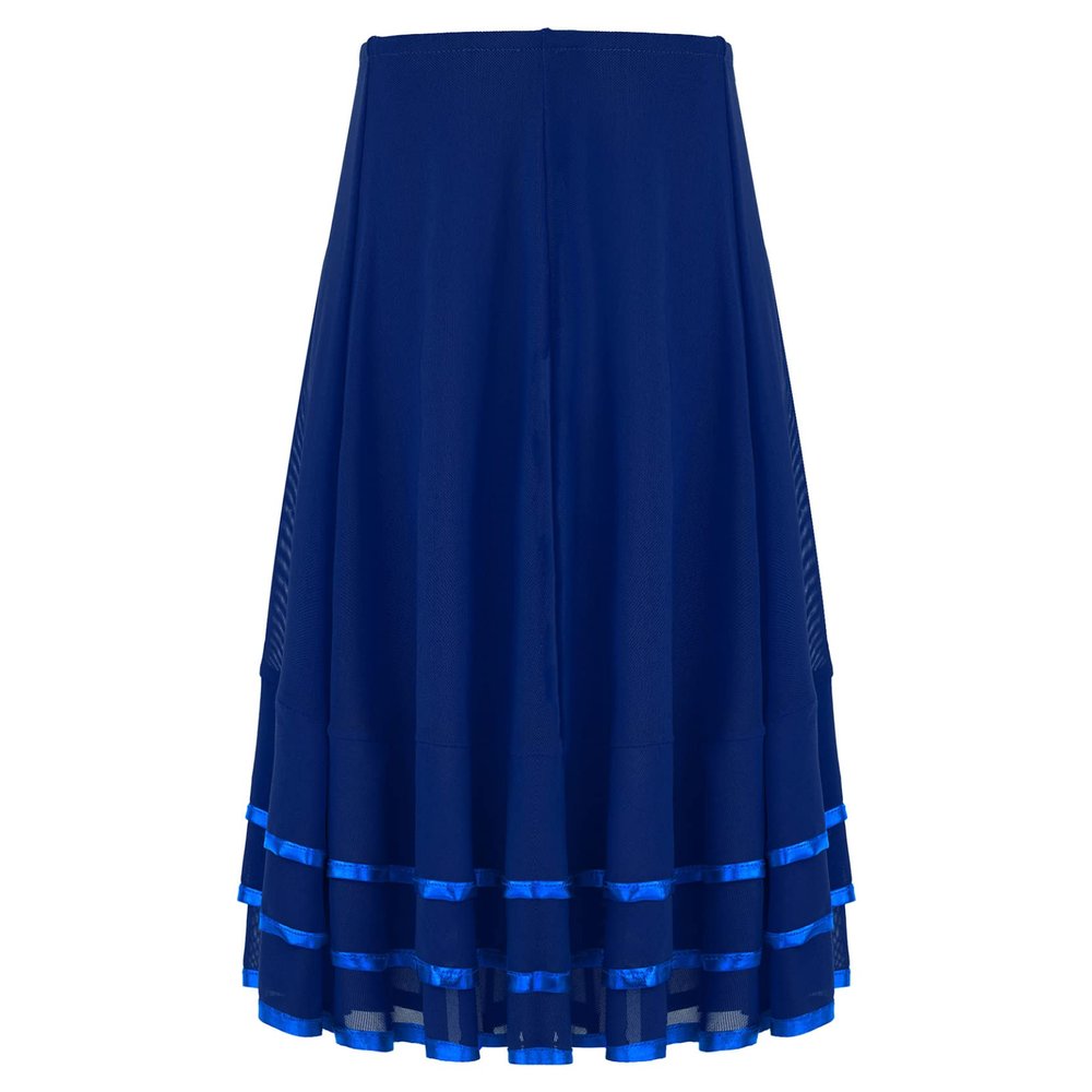 Loloda Girls Kids Chiffon A-Line Flared Maxi Skirts Elastic High Waist Pleated Skater Long Skirts Summer Wear Blue 8 Years