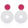 Acrylic Transparent Hollow Double Circle Round Dangle Earrings Geometric Statement Drop Earrings for Women Summer Holiday Cool Party Jewelry-red white view 1