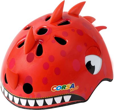 Youth Kids Bike Helmet, Adjustable and Multi-Sport for Child Boys and Girls, 2 Sizes for Kids Age 8-10-12-14 (Red Dinosaur, Medium)