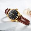OLEVS Women Watches Black Dial Brown Leather Dress Ladies for Female Analog Quartz Wrist Watch with Date Waterproof Classic Casual view 2