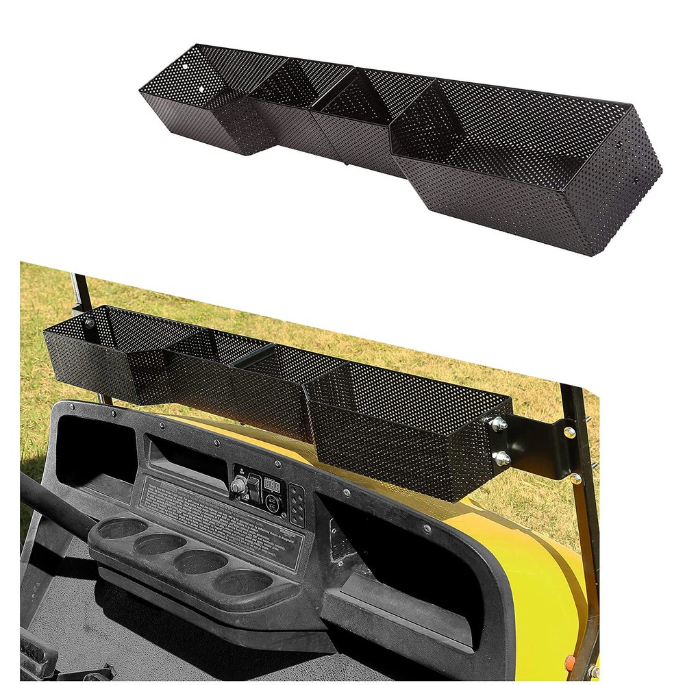 BestAccess Golf Cart Front Inner Dash Storage Basket and Rack Fit on EZGO TXT and RXV Heavy Steel Golf Cart Mesh Basket