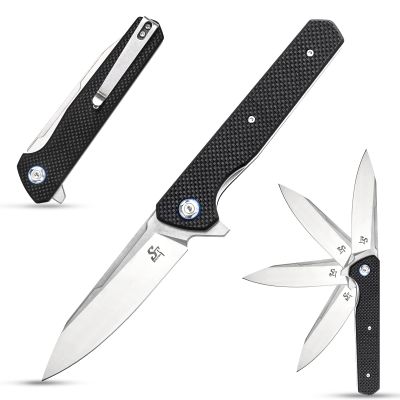 Sitivien ST135 Folding Knife,D2 Steel Blade G10 Handle Outdoor EDC Knife for Hunting Fishing Camping(Black)