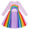 4T Birthday Dresses for Girls Purple 5T Long Sleeve Rainbow Tutu Dress Casual Winter Clothes view 1