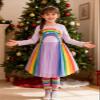 4T Birthday Dresses for Girls Purple 5T Long Sleeve Rainbow Tutu Dress Casual Winter Clothes view 2