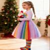 4T Birthday Dresses for Girls Purple 5T Long Sleeve Rainbow Tutu Dress Casual Winter Clothes view 3