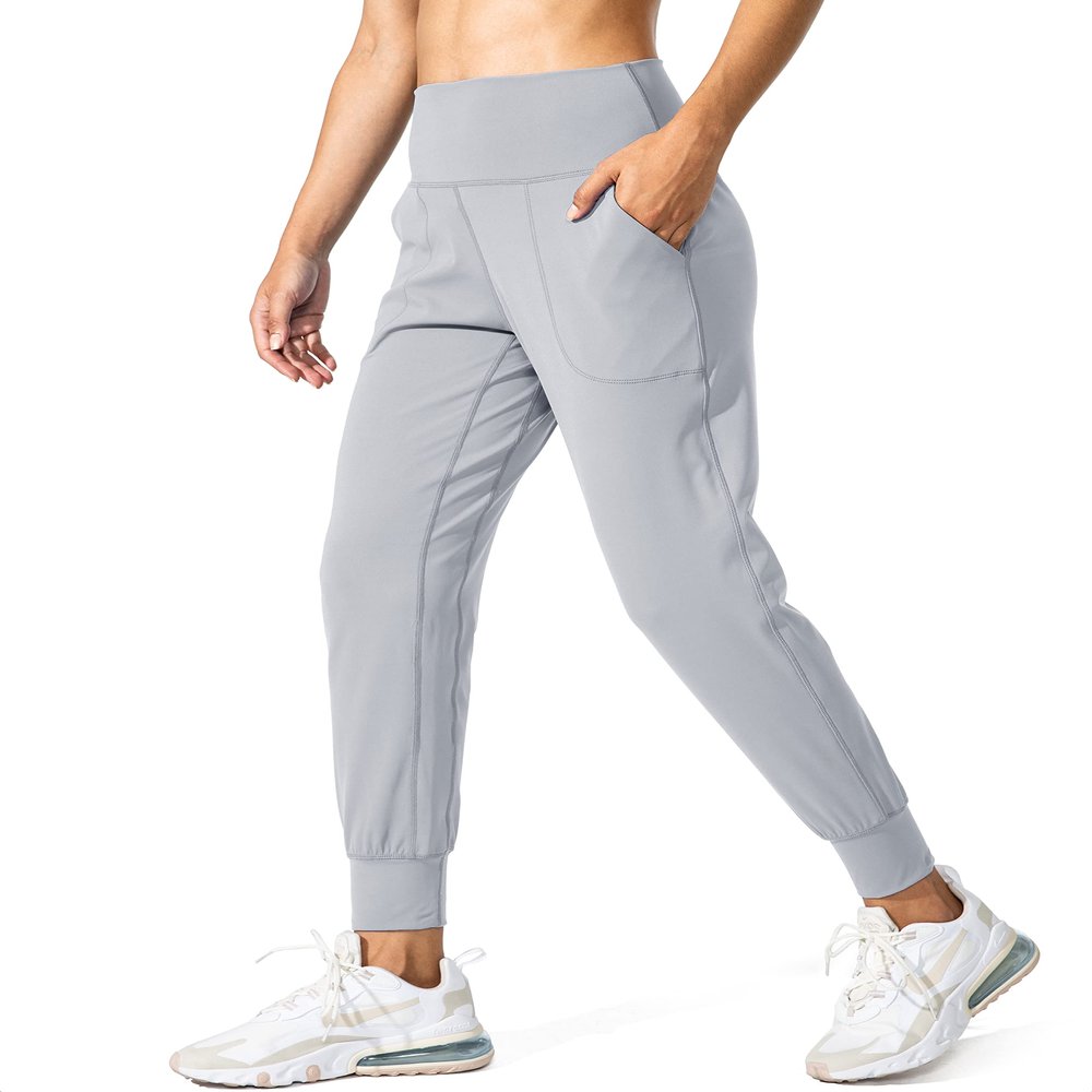G Gradual Women's Joggers High Waisted Yoga Pants with Pockets Loose Leggings for Women Workout, Athletic, Lounge (Bright Grey, X-Small)