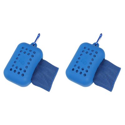 BESPORTBLE 2pcs Outdoor Sports Cooling Towel Portable Quick-Dry Polyester Towel for Gym Hiking Running and Travel Dark Blue Ice-Sensitive Design for Hot Weather