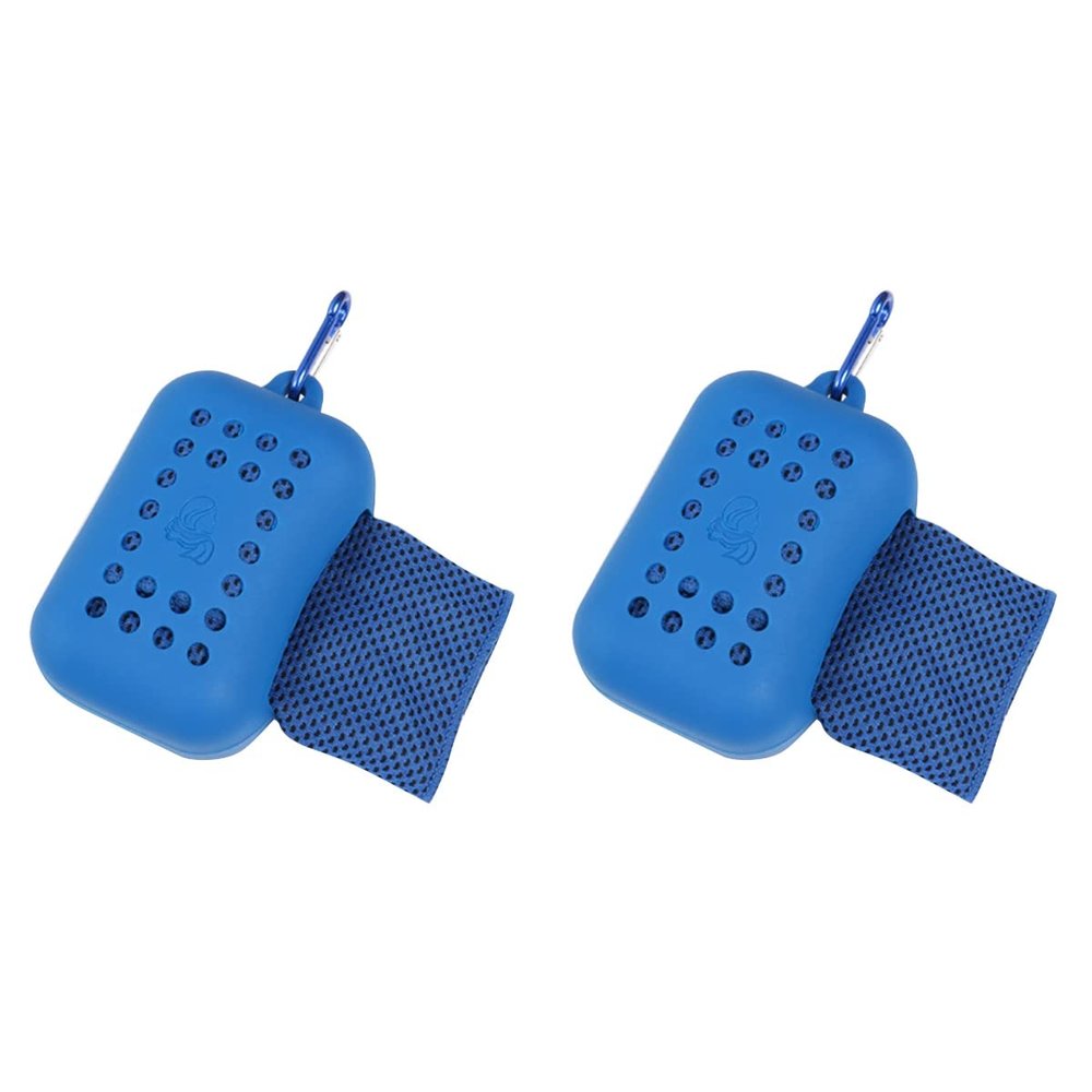 BESPORTBLE 2pcs Outdoor Sports Cooling Towel Portable Quick-Dry Polyester Towel for Gym Hiking Running and Travel Dark Blue Ice-Sensitive Design for Hot Weather