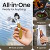 Orblue 4-in-1 Camping Eating Utensils, 2-Pack - Portable Spoon, Fork, Knife & Bottle Opener Combo Set - Stainless Steel Flatware with Detachable Fork - Travel, Backpacking Cutlery Multitool, Yellow view 2