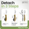 Orblue 4-in-1 Camping Eating Utensils, 2-Pack - Portable Spoon, Fork, Knife & Bottle Opener Combo Set - Stainless Steel Flatware with Detachable Fork - Travel, Backpacking Cutlery Multitool, Yellow view 3