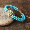 4mm Beads Handmade Bracelet Tree of Life Charm Bracelets African Japser String Braided Bracelets Yoga Friendship Lover Bracelet,Blue Tree view 1