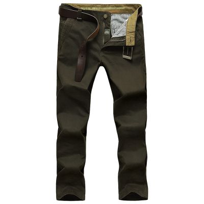 Men Relaxed Fit Casual Cotton Pant Chino Flat Front Classic Straight Pants Lightweight Business Comfort Trousers (Armygreen,33)