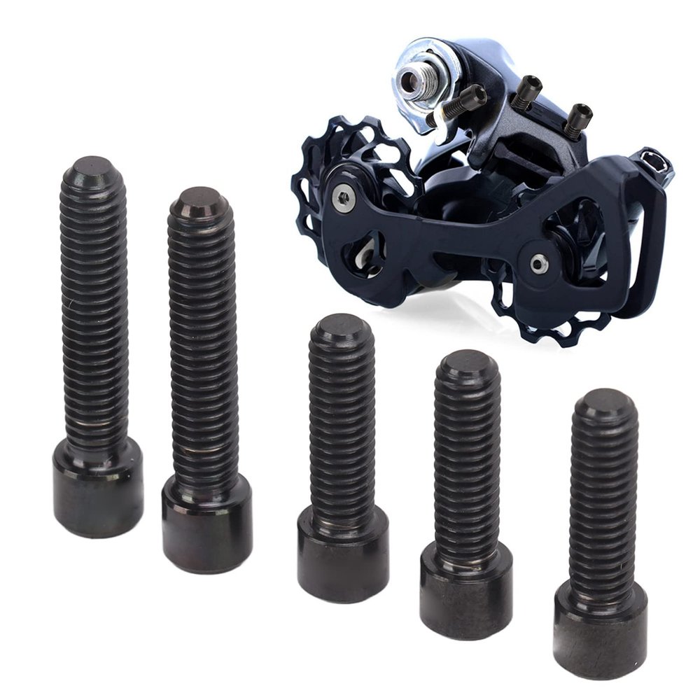 5Pcs Derailleur Fixing Screw M4 3Pcs 13.5 2Pcs 20mm Alloy Rustproof Cage Screws for Mountain Bike(Black)