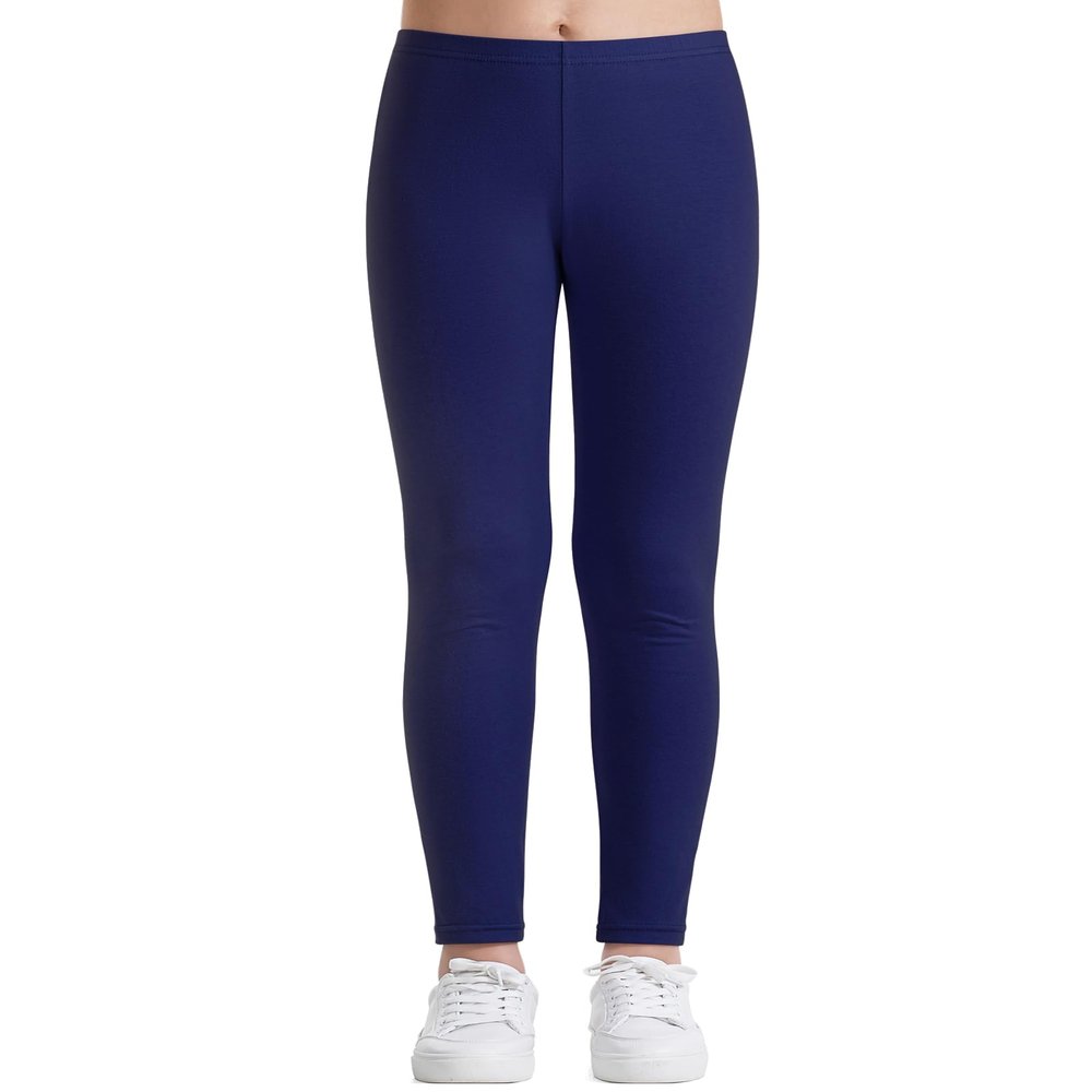 Auranso Toddler Girls Leggings Basic Full Length Cotton Tights Pants Navy1 6-7 Years