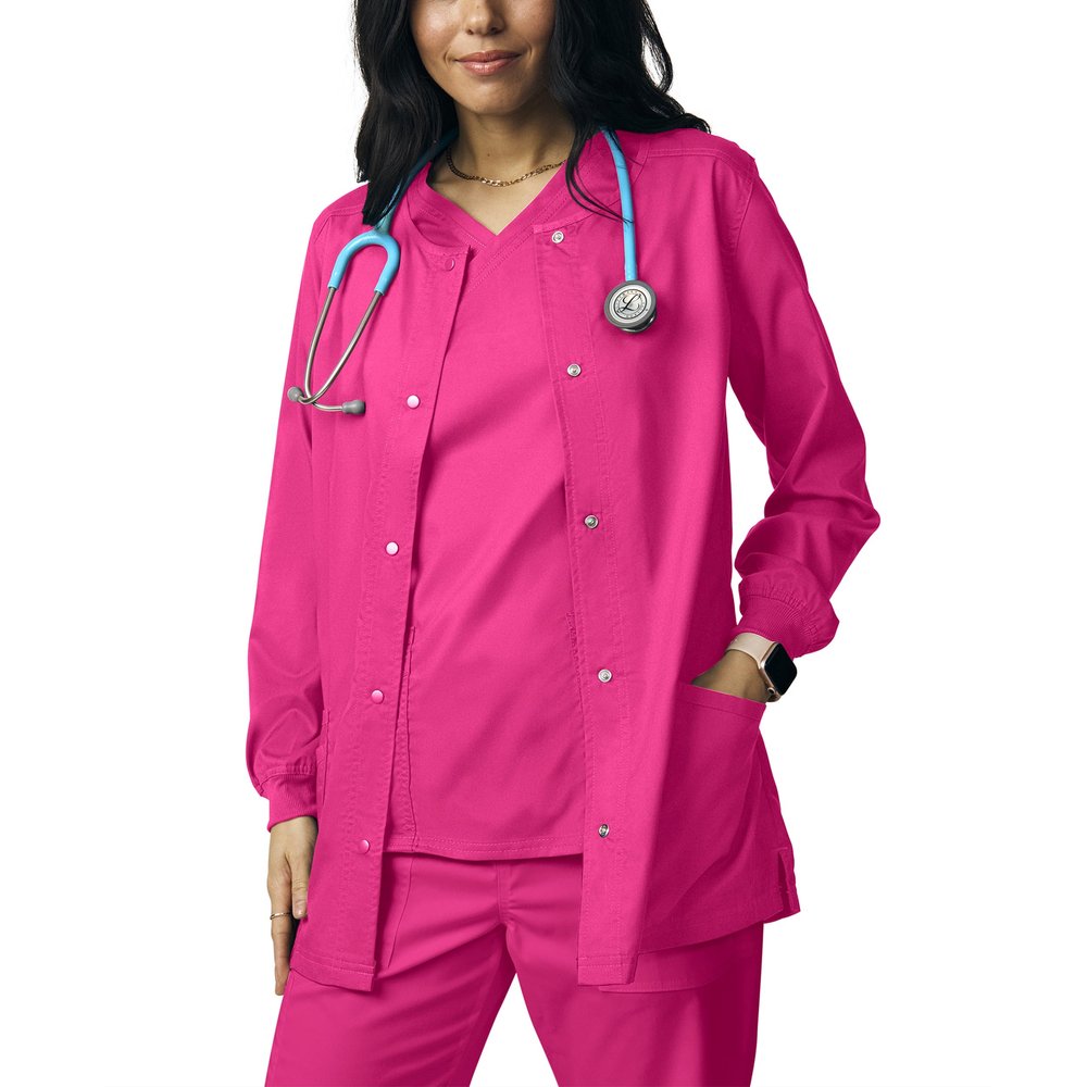 Landau Proflex Endure Women's Tailored Fit 3-Pocket Snap-Front Jacket 2-Way Stretch and Knit Cuffs 3038 Primrose