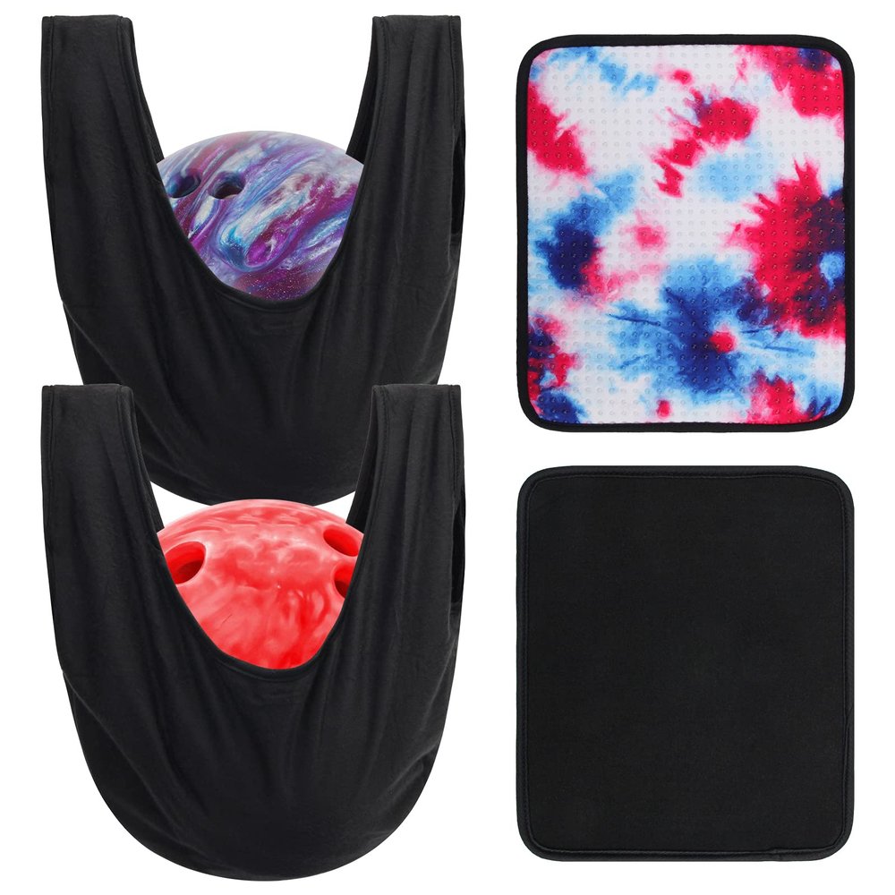 Anglekai 2+2 Bowling Ball Towel Kit, 10" x 8" Shammy Pad With Easy Grip Dots, Non-Slip Polisher Bag for Clean/Storage