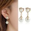 Elegant Rhinestone Pearl Waterdrop Earrings Pierced and Non Pierced Earrings Ear Clip On Earrings for Women Wedding Jewelry view 1