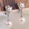 Elegant Rhinestone Pearl Waterdrop Earrings Pierced and Non Pierced Earrings Ear Clip On Earrings for Women Wedding Jewelry view 2