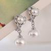 Elegant Rhinestone Pearl Waterdrop Earrings Pierced and Non Pierced Earrings Ear Clip On Earrings for Women Wedding Jewelry view 3
