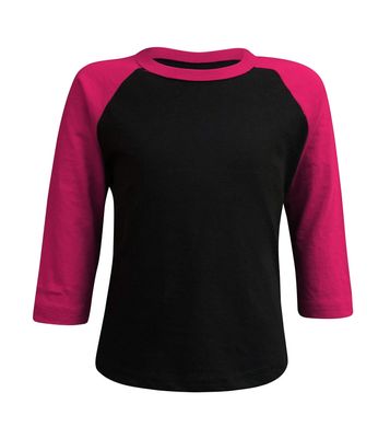 ILTEX Kids & Youth Baseball Raglan T-Shirt 3/4 Sleeve Infant Toddler Youth Athletic Jersey Sports Casual (20+ Colors) (Y-XLarge, Black/Hot Pink)