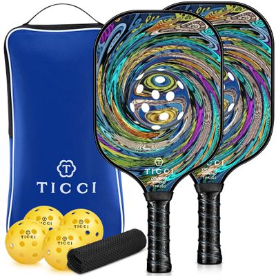 Pickleball Paddles Set of 2, USAPA Approved Fiberglass Pickleball Set with 4 Balls & Carry Bag, Lightweight Rackets for Beginners & Adults