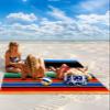 LEOKOTI Colorful Mexican Striped Beach Blanket Waterproof Sandproof, Black Red Green Tribe Ethnic Lightweight Outdoor Picnic Blanket Portable Large Beach Mat for Travel/Camping/Hiking 108"x84" view 2