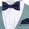 Adam Young Men's Navy Blue Self Tie Bow Tie with Pocket Square Formal Satin Classy Bowtie for Tuxedo Faux Silk (Classic, Navy Blue) view 2