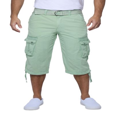 X RAY Men's Belted Long Cargo Shorts for Men, Below Knee Length Mens Cargo Shorts, 3/4 Pants (Big and Tall Shorts for Men) Pastel Green 34
