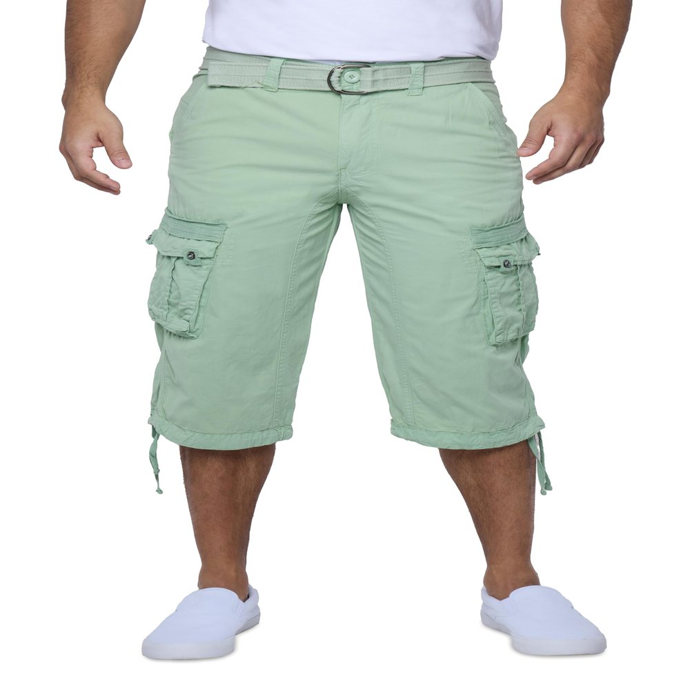 X RAY Men's Belted Long Cargo Shorts for Men, Below Knee Length Mens Cargo Shorts, 3/4 Pants (Big and Tall Shorts for Men) Pastel Green 34