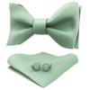 Adam Young Men's Green Fern Self Tie Bow Tie with Pocket Square & Cufflinks Formal Satin Classy Bowtie for Tuxedo Faux Silk (Classic, Deep Sage) view 1