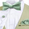 Adam Young Men's Green Fern Self Tie Bow Tie with Pocket Square & Cufflinks Formal Satin Classy Bowtie for Tuxedo Faux Silk (Classic, Deep Sage) view 2