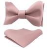 Adam Young Men's Rose Pastel Self Tie Bow Tie with Pocket Square Formal Satin Classy Bowtie for Tuxedo Faux Silk (Classic, Blush Pink) view 1
