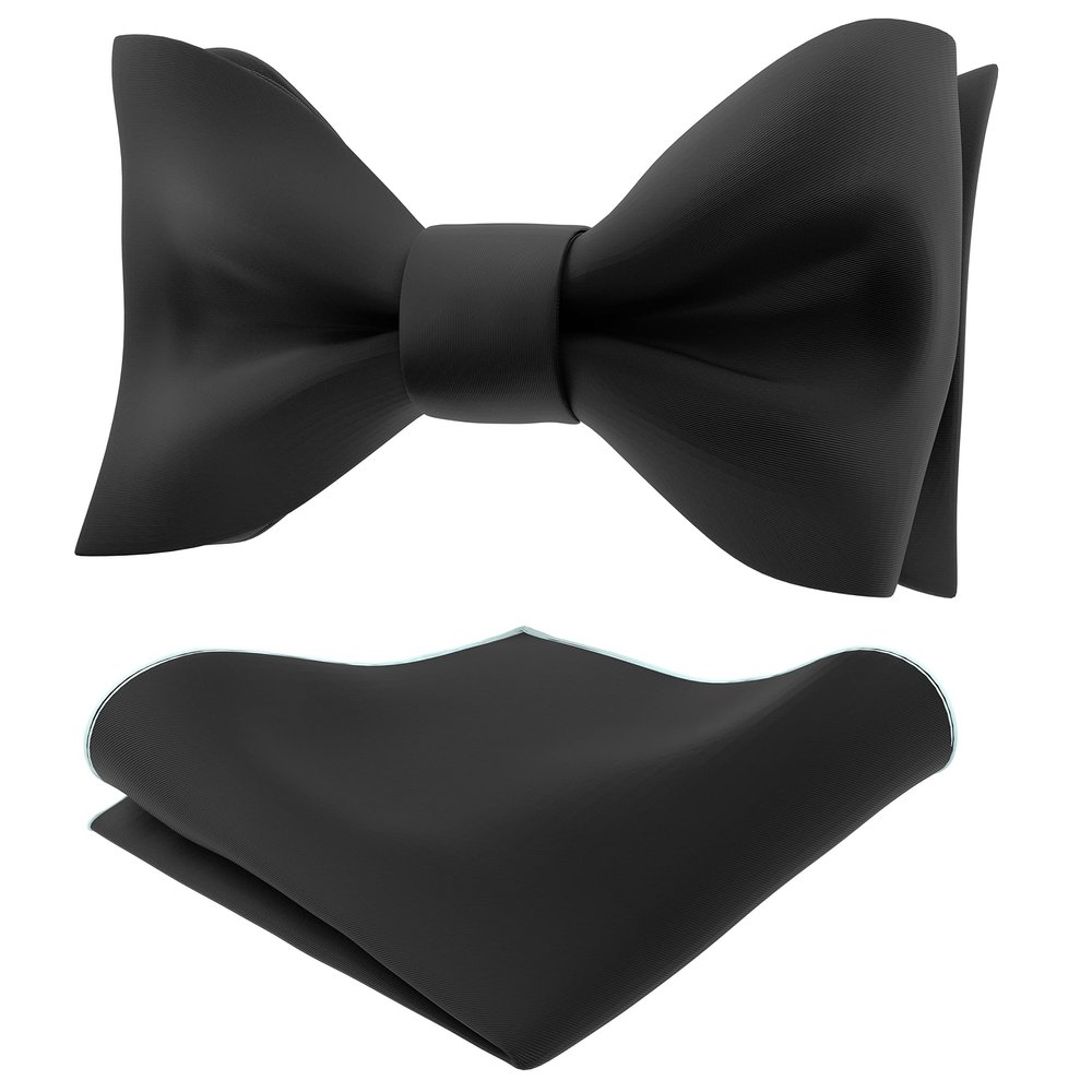 Adam Young Men's Gray Self Tie Bow Tie with Pocket Square Formal Satin Classy Bowtie for Tuxedo Faux Silk (Classic, Grey Fog)
