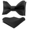 Adam Young Men's Gray Self Tie Bow Tie with Pocket Square Formal Satin Classy Bowtie for Tuxedo Faux Silk (Classic, Grey Fog) view 1