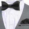 Adam Young Men's Gray Self Tie Bow Tie with Pocket Square Formal Satin Classy Bowtie for Tuxedo Faux Silk (Classic, Grey Fog) view 2