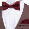 Adam Young Men's Burgundy Self Tie Bow Tie with Pocket Square Formal Satin Classy Bowtie for Tuxedo Faux Silk (Classic, Merlot Red) view 2