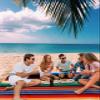 LEOKOTI Colorful Mexican Striped Beach Blanket Waterproof Sandproof, Black Red Green Tribe Ethnic Lightweight Outdoor Picnic Blanket Portable Large Beach Mat for Travel/Camping/Hiking 118"x108" view 3