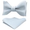 Adam Young Men's Light Blue Self Tie Bow Tie with Pocket Square Formal Satin Classy Bowtie for Tuxedo Faux Silk (Classic, Pastel Blue) view 1