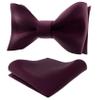 Adam Young Men's Maroon Self Tie Bow Tie with Pocket Square Formal Satin Classy Bowtie for Tuxedo Faux Silk (Classic, Wine Red) view 1