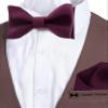 Adam Young Men's Maroon Self Tie Bow Tie with Pocket Square Formal Satin Classy Bowtie for Tuxedo Faux Silk (Classic, Wine Red) view 2
